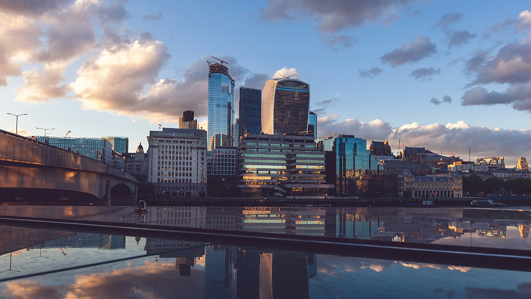 London skyline at sunset